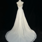 ✨Girlhomeshops-White Spaghetti Strap Sweetheart Chiffon Wedding Gown Sweep Train gh10145