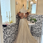 Ivory Strapless Waist-Cinched Full Flared Long Gentle Elegant Romantic Dress, Wedding Gown gh7669