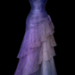 ✨Girlhomeshops-Purple Blue Ombre Sweetheart Mermaid Prom Dress Strapless gh10196