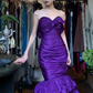 Purple Strapless Sweetheart Long Formal Gown Tiered Ruffle Mermaid Evening Dress gh9653