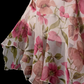Vintage Pink Floral Chiffon Evening Gown, V‑Neck Sleeveless, 3D Flower Appliqué On Bust, Fitted Waist, Asymmetric Hanky Hem Mermaid Dress, Romantic Prom Party Gown gh8893