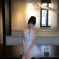 White Halter Homecoming Dress Ruffled Mini Prom Gown gh9414