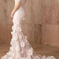 girlhomeshops-Rosa Elegantes Blumenmuster Langes Tüll Meerjungfrau Bodycon Ballkleid Brautkleid gh5952