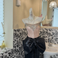 Pink Strapless Gusset Boned with Black Slimming Skirt Luxury Romantic Dress, Wedding Gown gh7640
