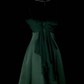 Dark Green Vintage Satin Evening Gown, Off‑the‑Shoulder Cowl Draped Neck, Fitted Waist, A‑Line Floor‑Length Skirt, Formal Prom Party Dress gh8888