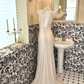 Ivory Sleeveless Halter Waist-Cinched Straight Skirt Elegant Romantic Dress, Wedding Gown gh7613