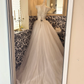 White Strapless Waist-Cinched Voluminous Skirt Long Romantic Dress, Wedding Gown gh7607