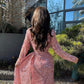 Langärmliges A-Linien-Ballkleid mit Pailletten, glänzendes rosa Abendkleid mit Schlitz gh2751