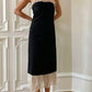 Light Vintage Luxury Elegant Style Halter Strapless Dress | Black-Apricot Contrast Tulle Ruffled Midi Dress for Date Luxury Party Outfit gh6442