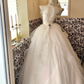 Ivory Strapless Waist-Cinched Voluminous Full Flared Skirt Romantic Dress, Wedding Gown gh7772