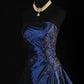 Marineblaues Vintage-Elegantes Ballkleid aus schulterfreiem, langem Satin-Ballkleid, Abendkleid, Partykleid, gh4246