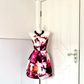 Women Abstract Floral Homecoming Dress, Halter Neck With Black Collar Satin Fabric High Waist Flared A‑Line Mini Party Dress gh9199