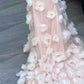 girlhomeshops-Rosa Elegantes Blumenmuster Langes Tüll Meerjungfrau Bodycon Ballkleid Brautkleid gh5952