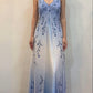 Girlhomeshops--Blue and white exquisite floral strap fashion long tulle floor-length ball gown graduation dress gh5520