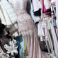 Women Light Pink Mermaid Formal Dress Off Shoulder Lace Hand Beaded Rhinestone Long Train Vintage Evening Gown gh9600