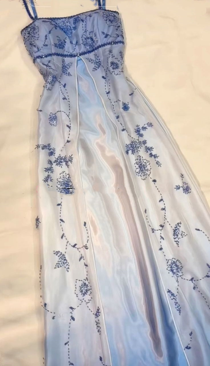 Robe de soirée longue en tulle, élégante et tendance, dégradé de couleurs lavande, perles exquises, bretelles spaghetti, robe de bal, robe de soirée, robe de bal gh3588