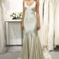 Ivory Long Satin Rhinestone Embellished Ball Gown Evening Dress Bridal Wedding Dress gh3032