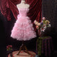 Pink Sweet Lace Homecoming Dress Vintage Prom Dress Birthday Dress gh4540