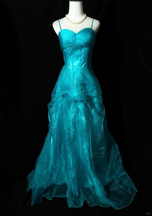 Blaues Kleid für Erwachsene, süß, elegant, Tüll, langes Ballkleid, Abendkleid, gh4471