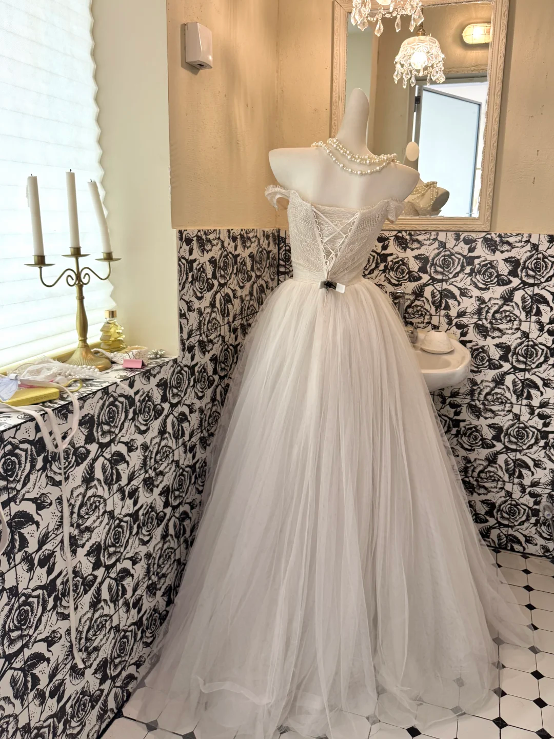 Ivory Off-the-Shoulder Exquisite Beaded Waist-Cinched Full Flared Skirt Long Romantic Dress, Wedding Gown gh7743