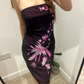 Deep Purple Vintage Luxury Embroidered Strapless Fitted Waist Slim Bodycon Prom & Evening Party Dress gh8453