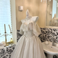 Soft Ivory Off-the-Shoulder Waist-Cinched Voluminous Princess Skirt Romantic Dress, Wedding Gown gh7701