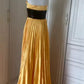 Robe de soirée longue en satin jaune à perles exquises, robe de bal tendance, gh4267
