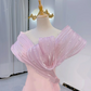 Light Pink Waist-Cinched Fitted Long Elegant Evening Dress, Fairy Gown, Romantic Gown gh7388