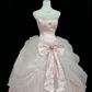 Blush Pink Strapless Cinched Waist Bow Voluminous Princess Skirt Long Romantic Dress, Wedding Gown gh7960