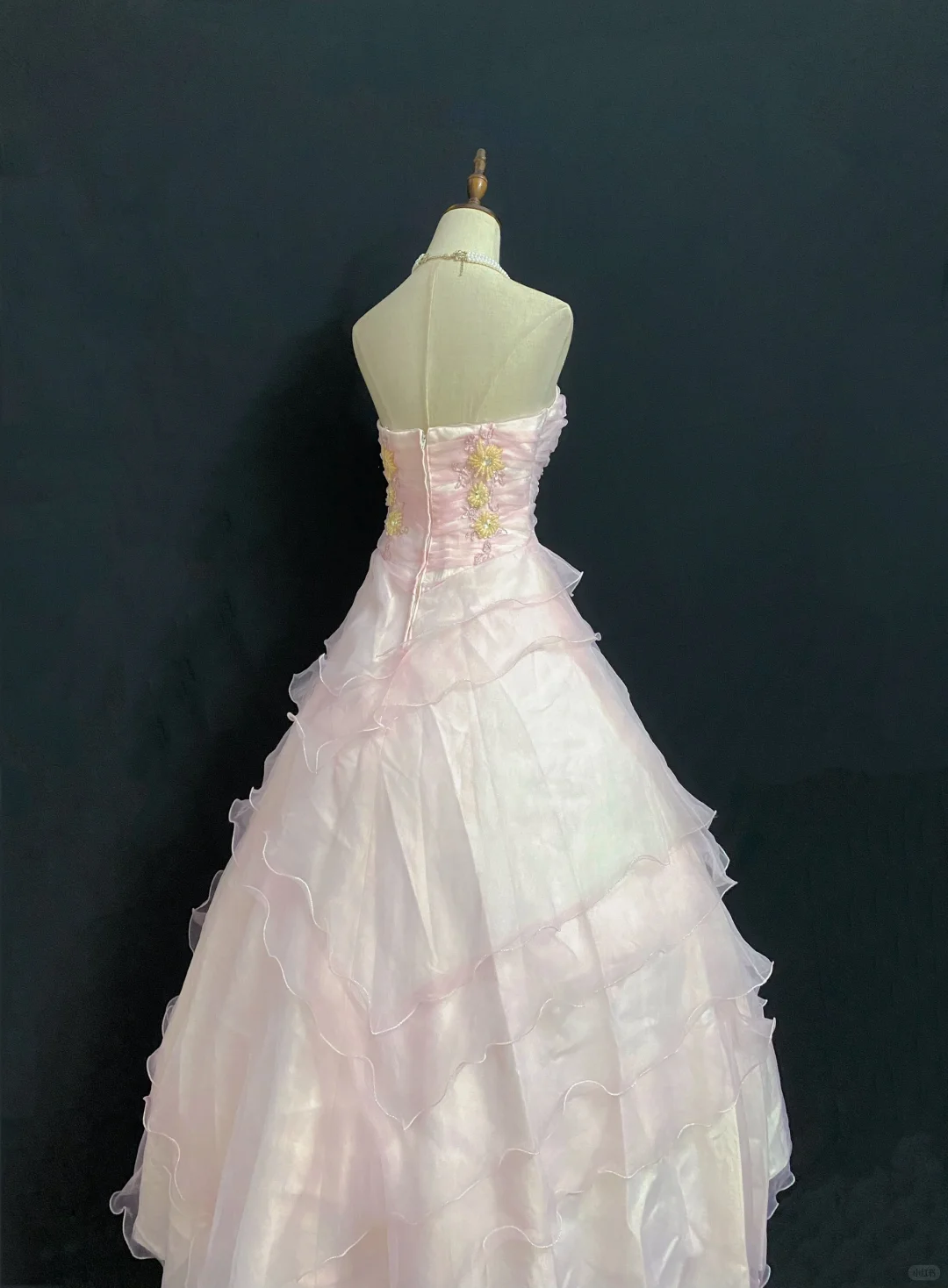 Blush Pink Strapless Long Romantic Gown with Embroidery, Fitted Waist and Fluffy Princess Skirt, Wedding Dress & Bridal Gown gh8321