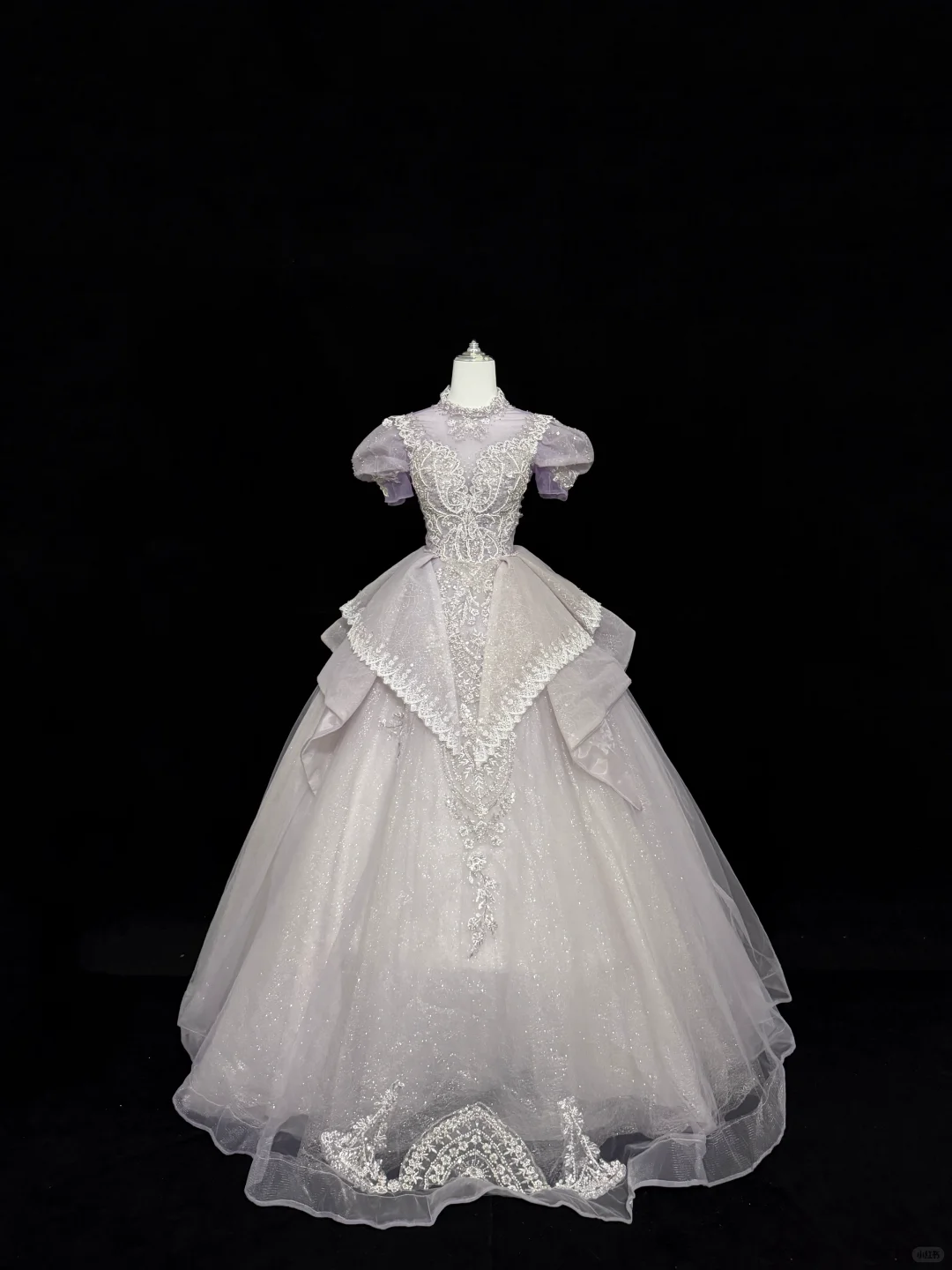 Puff Sleeves Round Neck Embroidery High-End Cinched Waist Voluminous Princess Skirt Long Romantic Dress, Wedding Gown gh7837