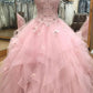 Pink gorgeous sweet heart-shaped neckline exquisite floral lace long tulle princess ball gown evening dress sweet 16-year-old adult ceremony dress gh905