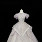 Puff Sleeves Round Neck Embroidery High-End Cinched Waist Voluminous Princess Skirt Long Romantic Dress, Wedding Gown gh7837