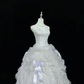 White Halter Elegant Cinched Waist Voluminous Tiered Skirt Long Romantic Dress, Wedding Gown gh8006