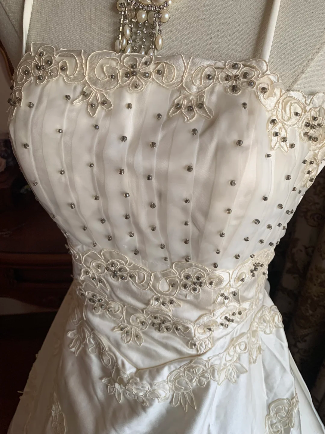 Ivory Spaghetti Strap Waist-Cinched Voluminous Skirt Prom Gown, Birthday Party Dress, Wedding Bridal Gown gh7271