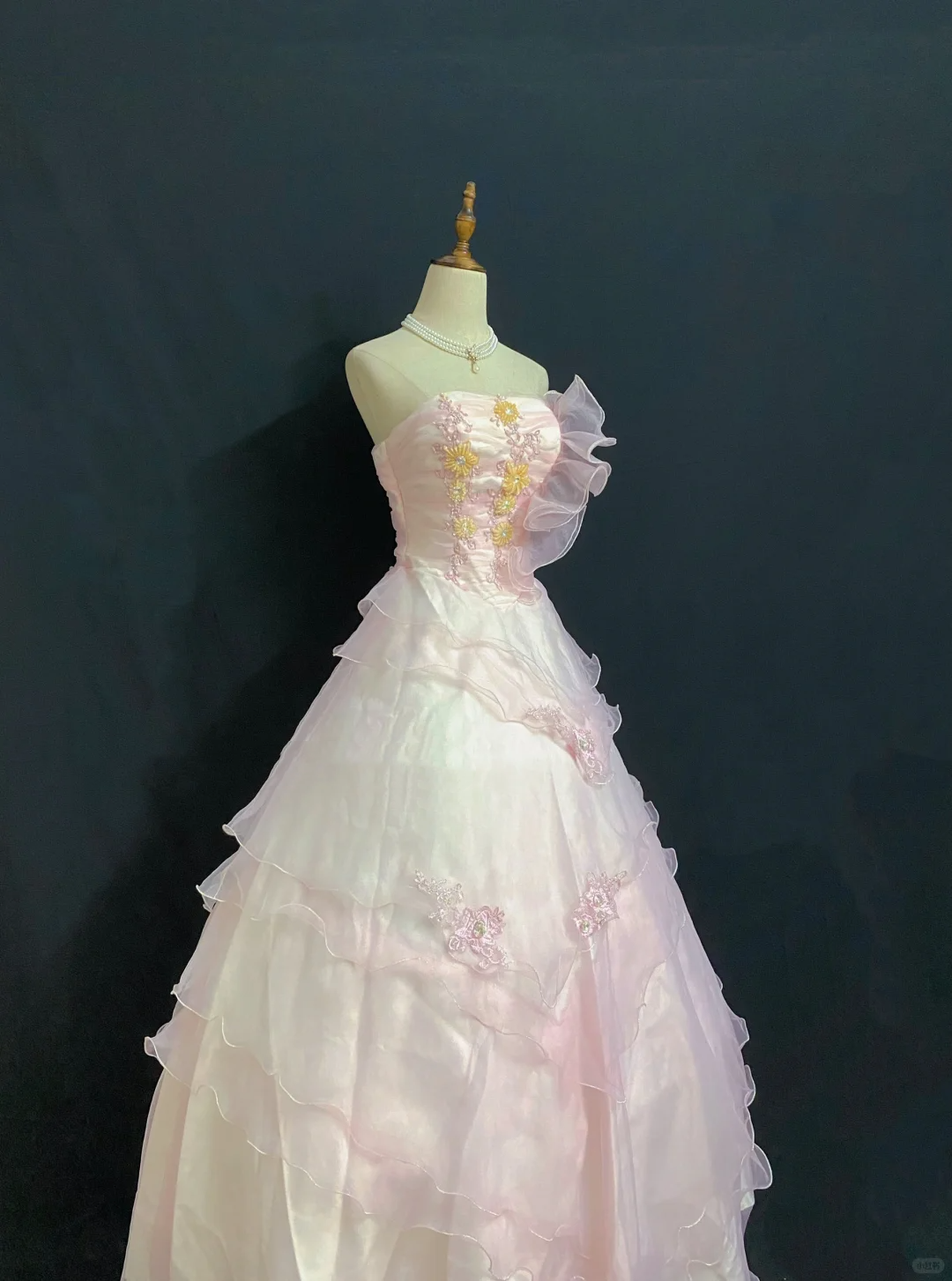 Blush Pink Strapless Long Romantic Gown with Embroidery, Fitted Waist and Fluffy Princess Skirt, Wedding Dress & Bridal Gown gh8321