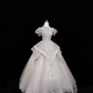 Puff Sleeves Round Neck Embroidery High-End Cinched Waist Voluminous Princess Skirt Long Romantic Dress, Wedding Gown gh7837