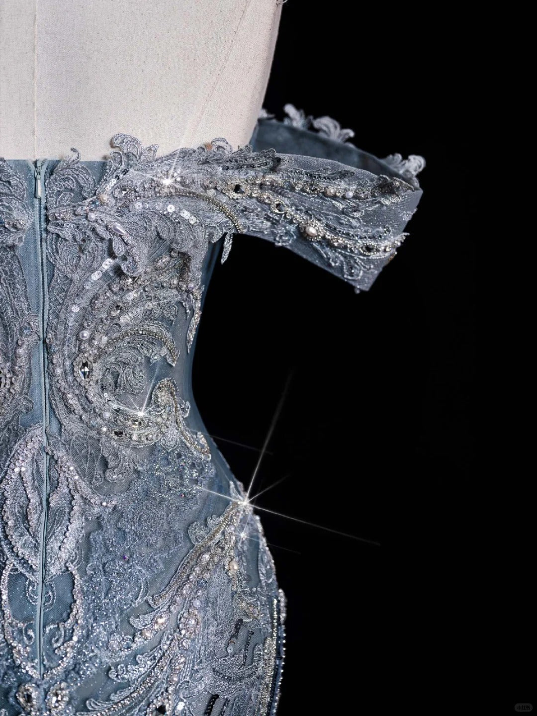 ✨💎Silberblau, luxuriös, Schwerindustrie, funkelnd, wunderschön, elegant, exquisite Perlenbesatz, atemberaubendes langes Meerjungfrauenkleid mit Pailletten, bodenlanges Schleppkleid, Ballkleid, Abendkleid, Hochzeitskleid, gh4114