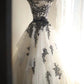 Black Swan Lace Floral Long Tulle Princess Ball Gown Evening Gown Wedding Dress gh4324