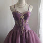 Lila Retro Palast Puffy Short Homecoming Kleid Prinzessin Kleid Taft Satin Organza handgefertigte Perlen Erwachsene Zeremonie Geburtstagsparty gh4373
