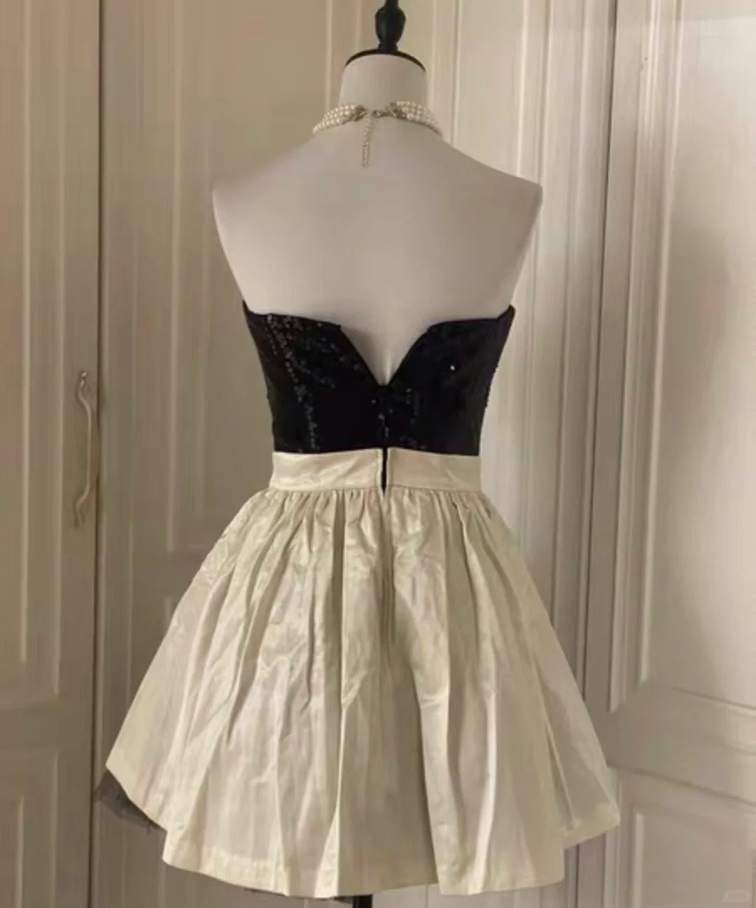 ✨Robe de princesse blanche rétro brillante et élégante à paillettes, robe de soirée d'anniversaire ~ 🖤 gh4268
