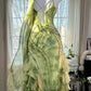 Green Romantic Elegant Exquisite Beaded Backless Long Chiffon Ruffle Homecoming Dress Prom Dress Evening Dress Birthday Vacation Party Dress gh4008