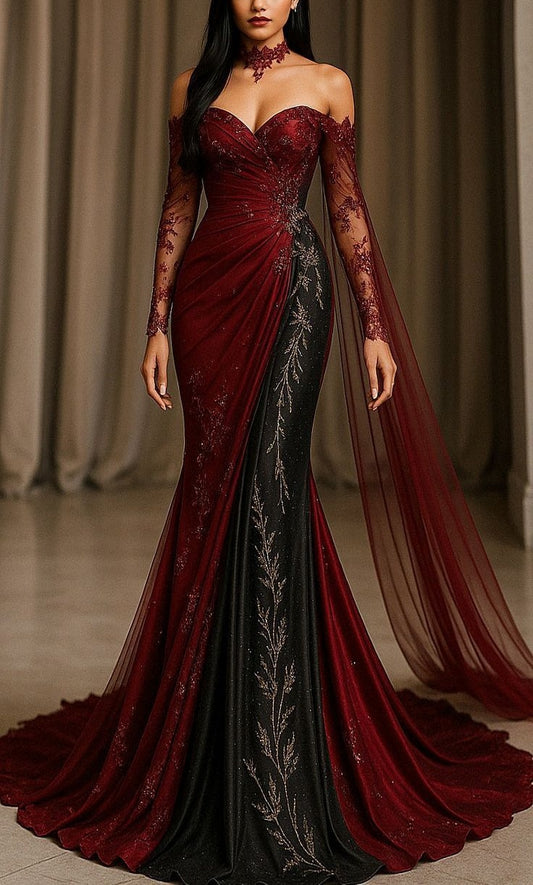 girlhomeshops-Burgundy Exquisite Beaded Floor-Length Retro Elegant Prom Dress Evening Dress gh5944