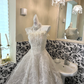 Ivory Strapless Waist-Cinched Accented Full Flared Long Romantic Dress, Wedding Gown gh7714