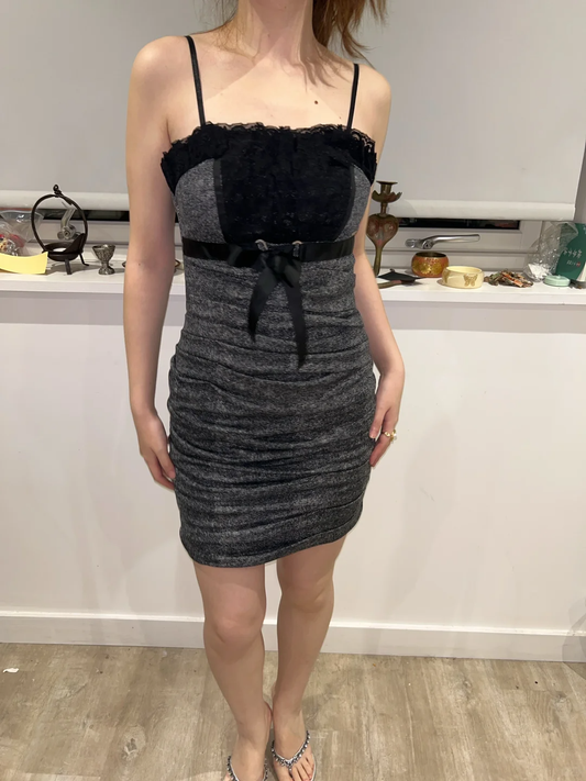 Grey Spaghetti Strap Fitted Waist Sexy Vintage Bodycon Mini Prom Gown, Evening Party Dress gh8433