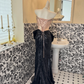 Pink Strapless Gusset Boned with Black Slimming Skirt Luxury Romantic Dress, Wedding Gown gh7640