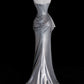 Silver Gorgeous Shimmer Slim Fit Long Satin Prom dress Evening Dress Party Dress gh4967