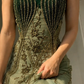 ✨Girlhomeshops-Sweetheart Dark Green Ombre Gold Beaded Glitter Tulle Long Prom Gown gh10234