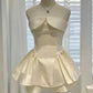 Girlhomeshops-Beige short homecoming dress birthday party dress gh5397