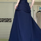 Navy Blue Square Neck Spaghetti Strap Long Evening Gown, Draped Ruched Waist Flowy A‑Line Formal Prom Dress gh8999